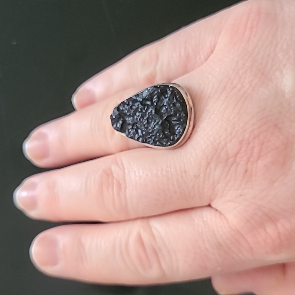 Tektite Stone In Solid Sterling Ring - Picture 5 of 8